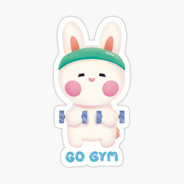 Cute funny baby bunny exercising on a yoga mat' Sticker
