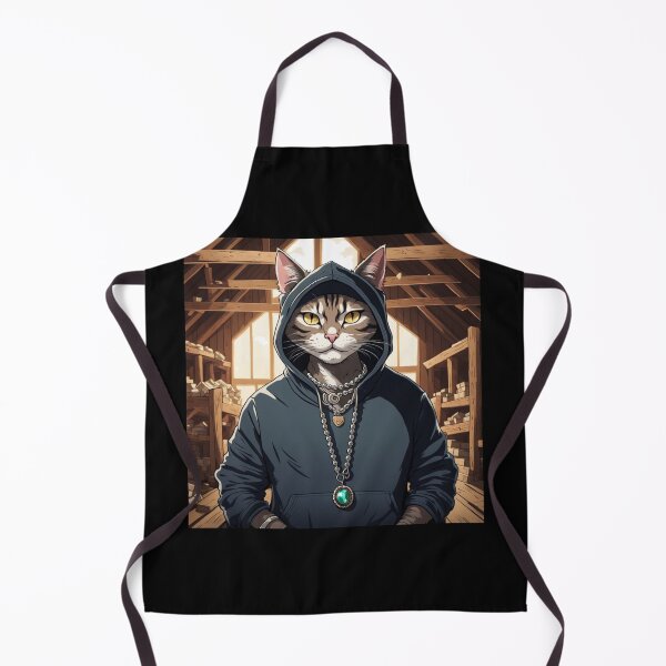 Item preview, gangster, grinning cat with a hoodie in a Barn, wearing jewelry designed and sold by tileartwork.