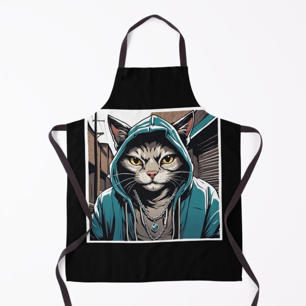 Item preview, gangster, grinning cat with a hoodie in a Dumpster or Alleyway, wearing jewelry designed and sold by tileartwork.