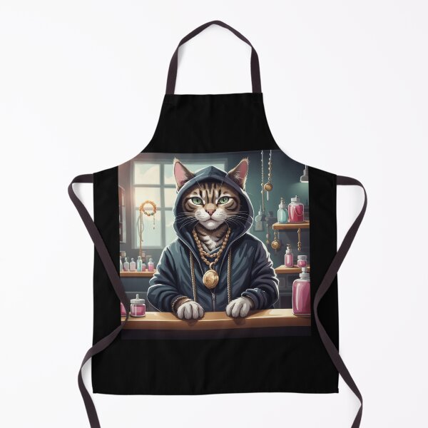 Item preview, gangster, grinning cat with a hoodie in a Grooming Salon, wearing jewelry designed and sold by tileartwork.