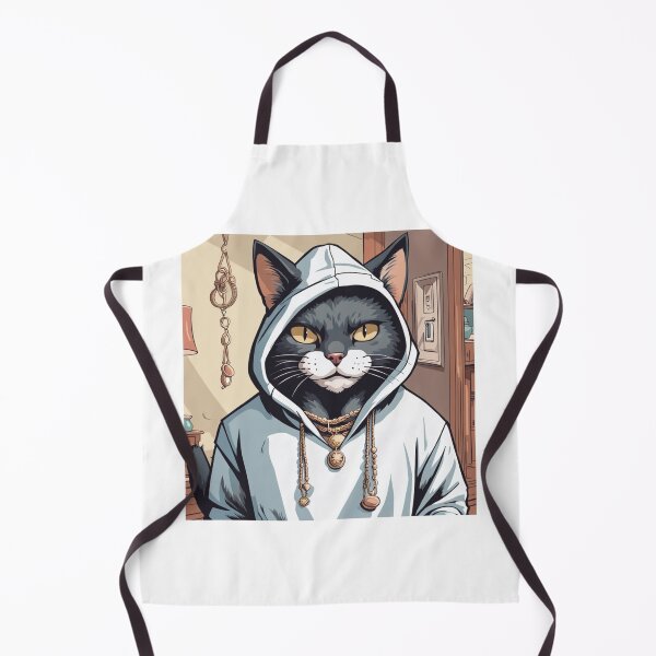Item preview, gangster, grinning cat with a hoodie in a Home, wearing jewelry designed and sold by tileartwork.