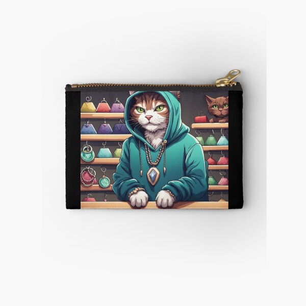 Item preview, gangster, grinning cat with a hoodie in a Pet Store, wearing jewelry designed and sold by tileartwork.