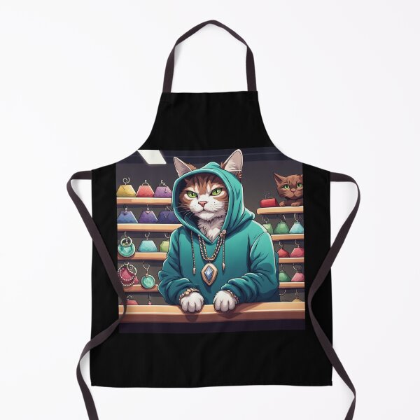 Item preview, gangster, grinning cat with a hoodie in a Pet Store, wearing jewelry designed and sold by tileartwork.