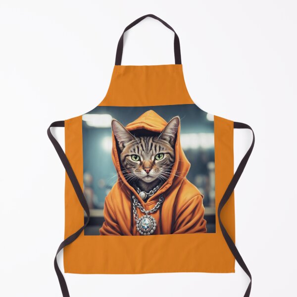 Item preview, gangster, grinning cat with a hoodie in an Animal Shelter, wearing jewelry designed and sold by tileartwork.
