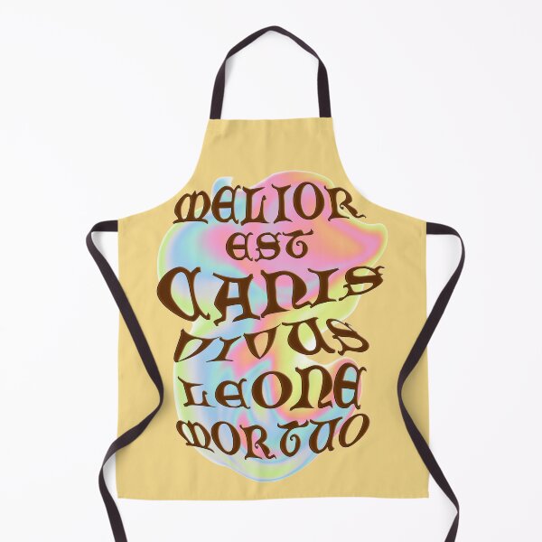 Item preview, Melior est canis vivus leone mortuo' meaning a living dog is better than a dead lion Gothic letters with a bas-relief effect on the background of a colorful stain designed and sold by SplashTastic.