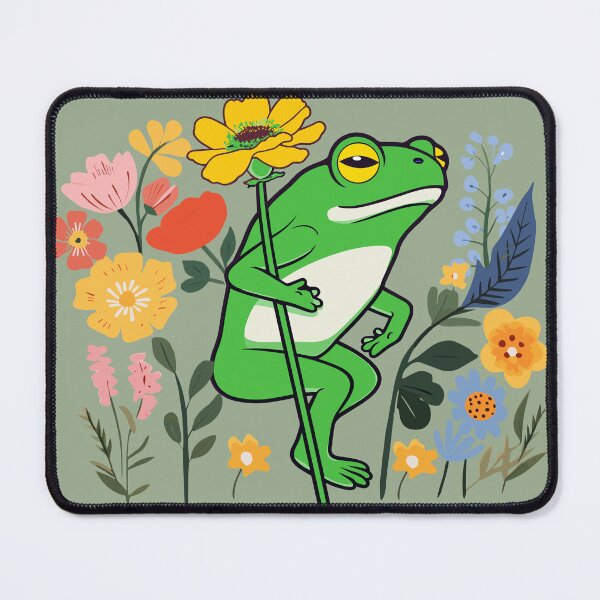 Item preview, Frog and Flowers Cottagecore designed and sold by GirlGlowGraphic.