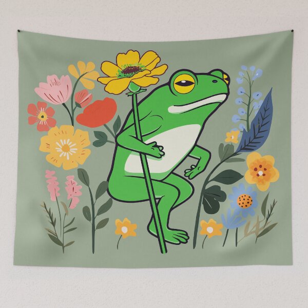 Item preview, Frog and Flowers Cottagecore designed and sold by GirlGlowGraphic.
