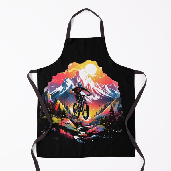 Item preview, Neon colored landscape - mountain bike rider jumps over rocks designed and sold by WallGemsArt.