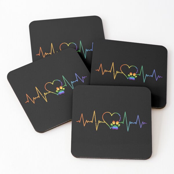 Item preview, Pet Footprint Rainbow Flag Pulse Line - Cat Paw LGBT Heartbeat designed and sold by venomousvector.