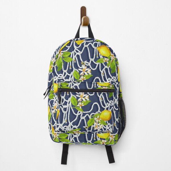 Item preview, Summer Lemons and Bumble Bees with Marine Ropes on Navy designed and sold by Hadamundo.