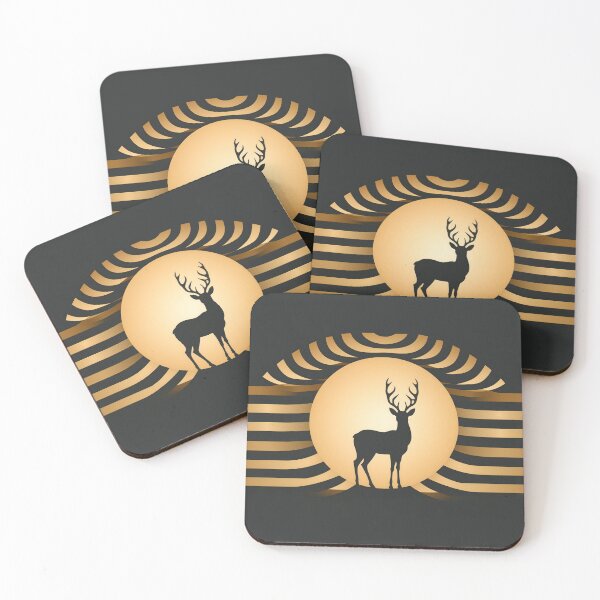 Item preview, Golden Moonlight Silhouette: A Modern Minimalist Deer Design designed and sold by unimuse.