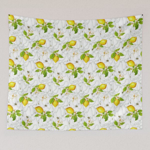 Item preview, Summer Lemons and Bumble Bees with Marine Ropes on white  designed and sold by Hadamundo.
