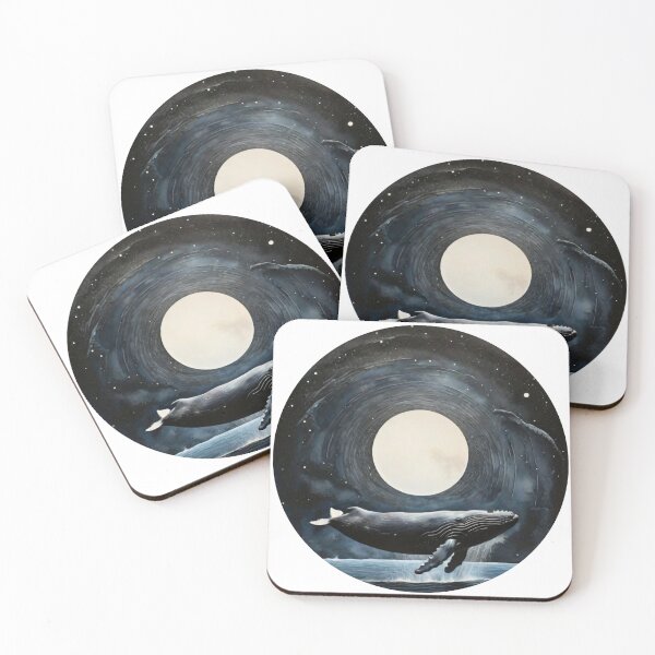 Item preview, Great Wave Whale Circle Around the Moon | Vinyl Voyage Beyond the Horizon | Moonlit Marine Ballet designed and sold by BlareBlare.