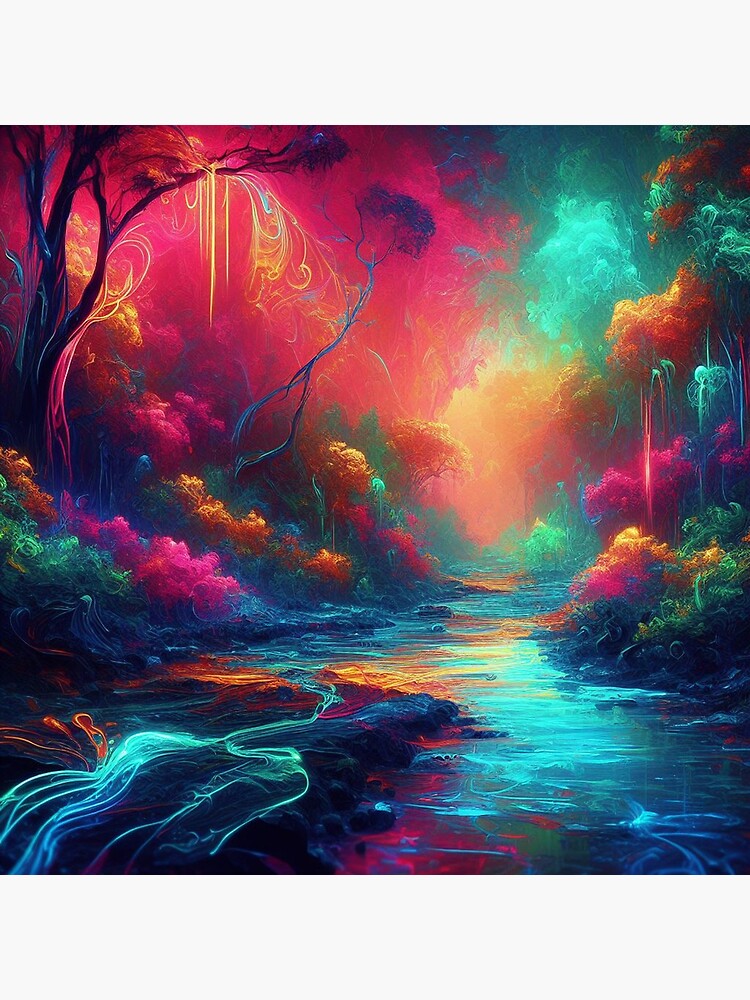 Thumbnail 3 of 3, Canvas Print, Enchanted Wilderness Neon Lights designed and sold by cokemann.