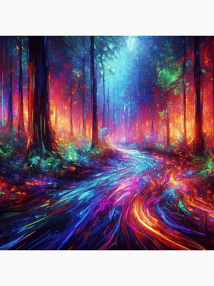 Thumbnail 7 of 7, Framed Art Print, Enchanted Wilderness Neon Lights designed and sold by cokemann.