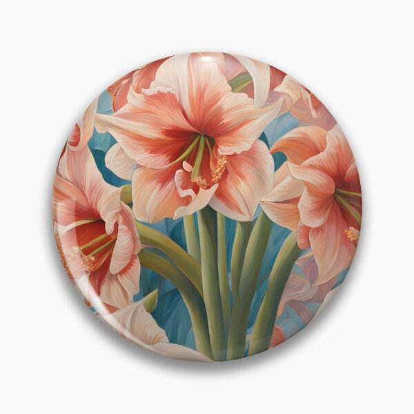 Item preview, Impressionist-Style picture of Peach Amaryllis Flowers designed and sold by Petalandfur.