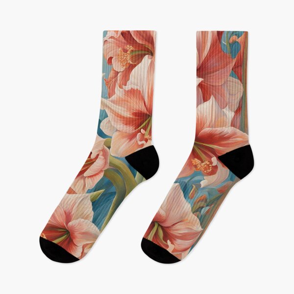 Item preview, Impressionist-Style picture of Peach Amaryllis Flowers designed and sold by Petalandfur.