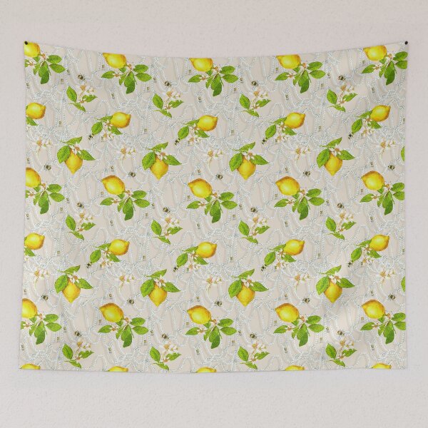 Item preview, Summer Lemons and Bumble Bees with Marine Ropes on Nude  designed and sold by Hadamundo.