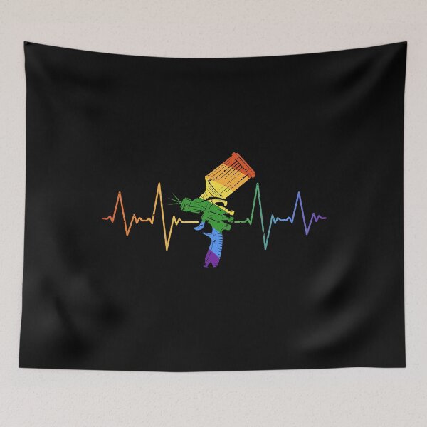 Item preview, Paint Sprayer Heartbeat LGBT - Car Painting Pulse Line Rainbow Flag Distressed Design designed and sold by venomousvector.