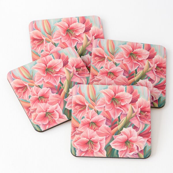 Item preview, Impressionist-Style picture of Pink Amaryllis Flowers designed and sold by Petalandfur.