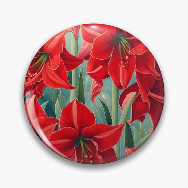 Item preview, Impressionist-Style picture of Red Amaryllis Flowers designed and sold by Petalandfur.