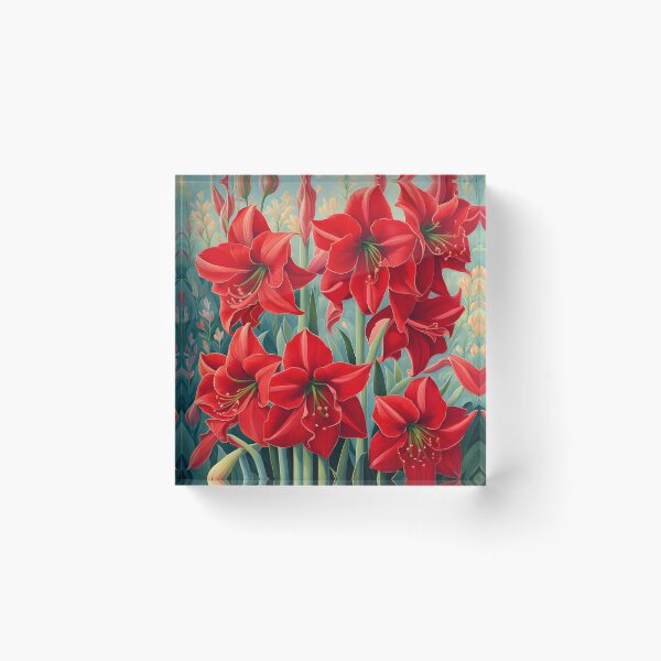 Item preview, Impressionist-Style picture of Red Amaryllis Flowers designed and sold by Petalandfur.