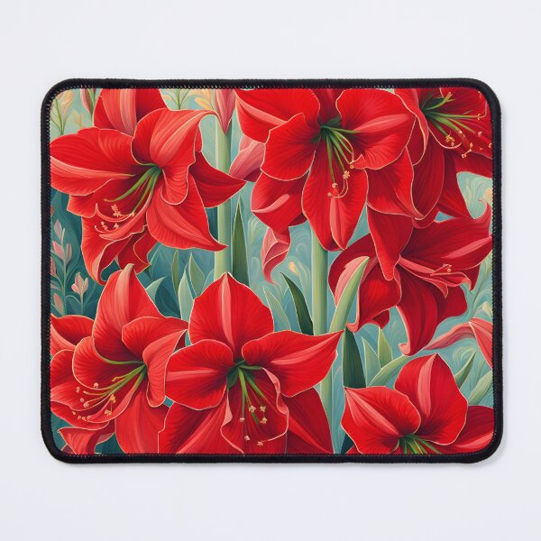 Item preview, Impressionist-Style picture of Red Amaryllis Flowers designed and sold by Petalandfur.