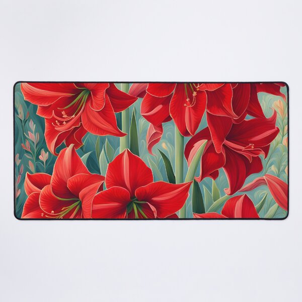 Item preview, Impressionist-Style picture of Red Amaryllis Flowers designed and sold by Petalandfur.