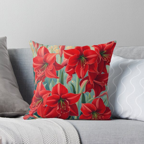 Item preview, Impressionist-Style picture of Red Amaryllis Flowers designed and sold by Petalandfur.