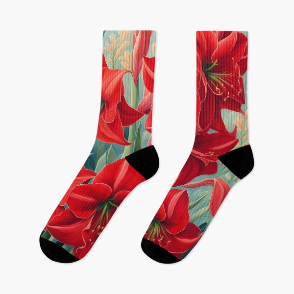 Item preview, Impressionist-Style picture of Red Amaryllis Flowers designed and sold by Petalandfur.