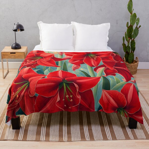 Item preview, Impressionist-Style picture of Red Amaryllis Flowers designed and sold by Petalandfur.