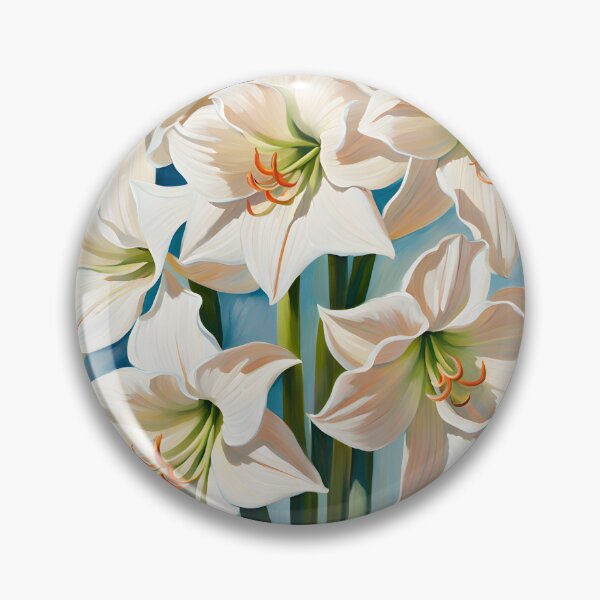 Item preview, Impressionist-Style picture of White Amaryllis Flowers designed and sold by Petalandfur.