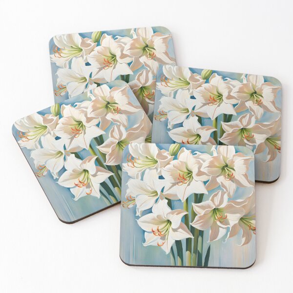 Item preview, Impressionist-Style picture of White Amaryllis Flowers designed and sold by Petalandfur.