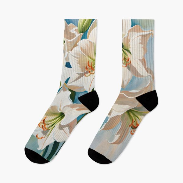 Item preview, Impressionist-Style picture of White Amaryllis Flowers designed and sold by Petalandfur.