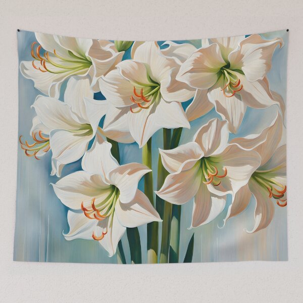 Item preview, Impressionist-Style picture of White Amaryllis Flowers designed and sold by Petalandfur.