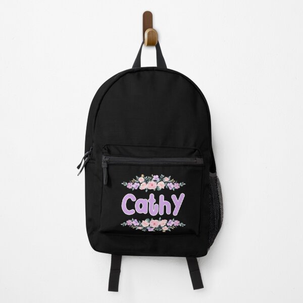 Item preview, Purple Flower Cathy Name Label (Black) designed and sold by NormadWorld.