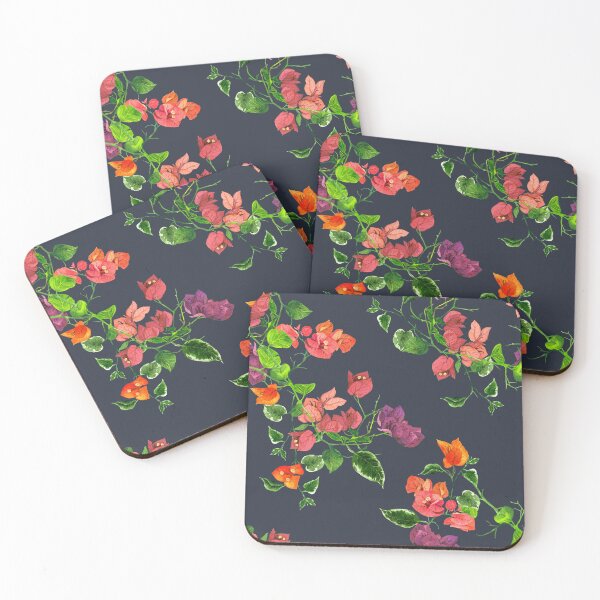Item preview, Blooms in Watercolor: Hand-Painted Bougainvillea Elegance: Navy Blue designed and sold by Hadamundo.
