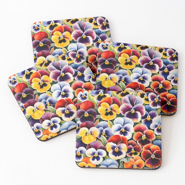 Item preview, Watercolor picture of Red, Purple, Blue and Bronze Pansy Flowers designed and sold by Petalandfur.