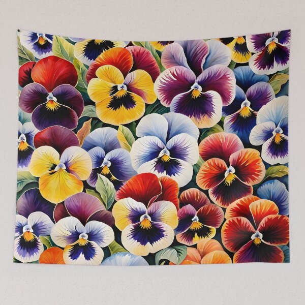 Item preview, Watercolor picture of Red, Purple, Blue and Bronze Pansy Flowers designed and sold by Petalandfur.