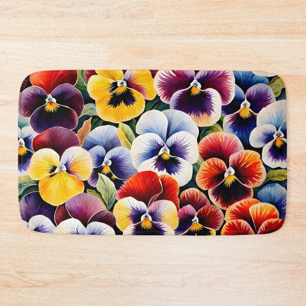 Item preview, Watercolor picture of Red, Purple, Blue and Bronze Pansy Flowers designed and sold by Petalandfur.