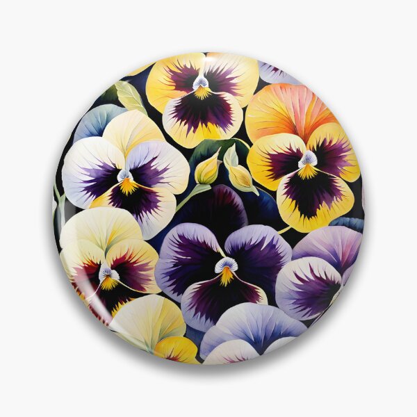 Item preview, Watercolor picture of Bronze, Lilac, Black and Yellow Pansy Flowers designed and sold by Petalandfur.
