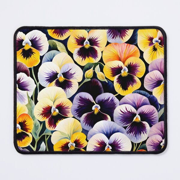 Item preview, Watercolor picture of Bronze, Lilac, Black and Yellow Pansy Flowers designed and sold by Petalandfur.