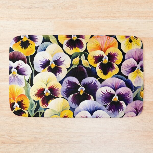 Item preview, Watercolor picture of Bronze, Lilac, Black and Yellow Pansy Flowers designed and sold by Petalandfur.