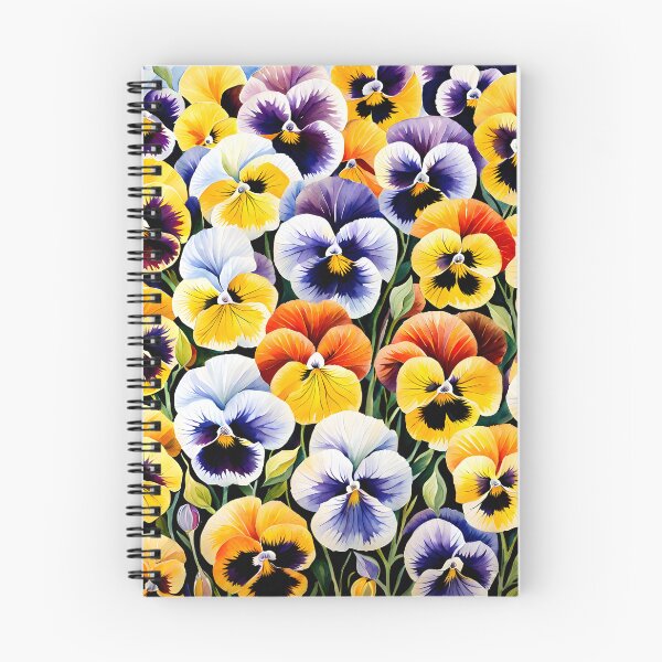 Item preview, Watercolor picture of Yellow, White, Lavender and Orange Pansy Flowers designed and sold by Petalandfur.