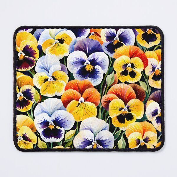Item preview, Watercolor picture of Yellow, White, Lavender and Orange Pansy Flowers designed and sold by Petalandfur.