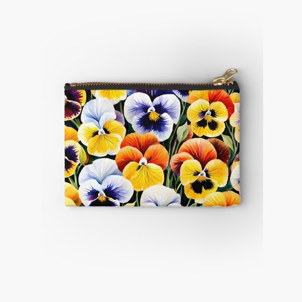 Item preview, Watercolor picture of Yellow, White, Lavender and Orange Pansy Flowers designed and sold by Petalandfur.