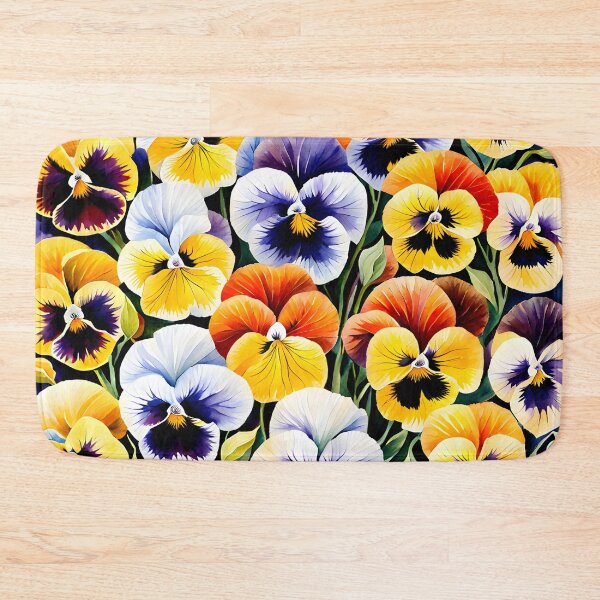 Item preview, Watercolor picture of Yellow, White, Lavender and Orange Pansy Flowers designed and sold by Petalandfur.