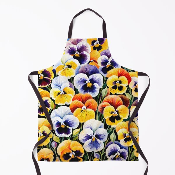 Item preview, Watercolor picture of Yellow, White, Lavender and Orange Pansy Flowers designed and sold by Petalandfur.