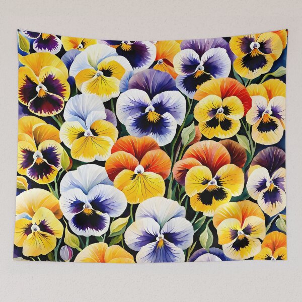 Item preview, Watercolor picture of Yellow, White, Lavender and Orange Pansy Flowers designed and sold by Petalandfur.
