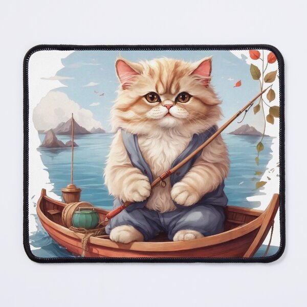 Item preview, Cute Persian Cat fishing on a boat designed and sold by chathai.